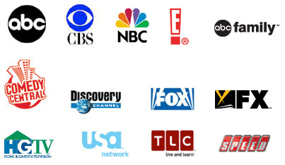 abc, CBS, NBC, E!, abc family, Comedy Central, Discovery Channel, Fox, FX, HGTV, usa network, TLC, speed Network